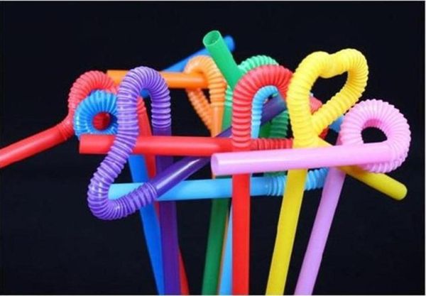 100 pezzi Flexible Plastic Clendy Colori misti per feste usa e getta di bere per bambini DECORAZIONI DEL MATRIMONIO EVENZIONI DELL'EVELLAZIONE 267H9898030