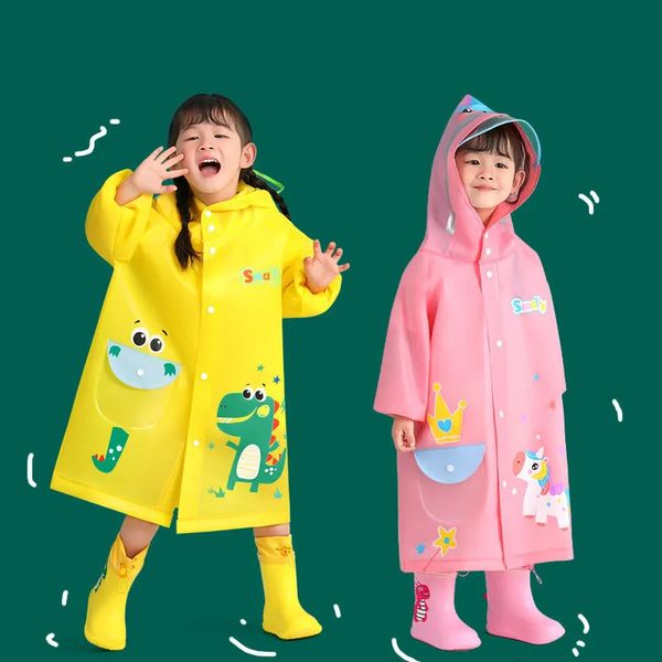 Kinder Regenmantel Kinder wasserdichtes Cartoon Dinosaurier Baby Regenbekleidung Mädchen Regenausrüstung Outdoor Jungen undurchlässige Poncho Jacke Mantel 240401