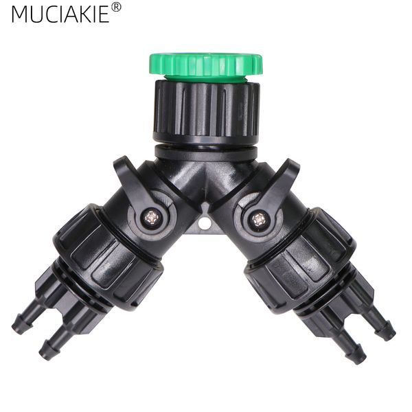 Muciakie 1pc 1/2 '' 3/4 '' 2-in-1 Female thread a 1/4 '' Barb 2-ways 4-ways Shut Off Connector Garden Wiring Accoppiatore Adattatori