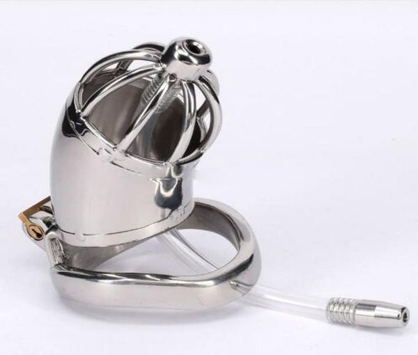 Geräte Edelstahl -Gerät mit Silikon -Urethral -Sounds Katheter Spike Ring BDSM Sex Toys für Männer Slave Penis Lock Cage CP2779501291