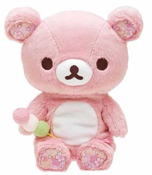 Dolls de pelúcia nova série rilakkuma rila urso Cherry Blossom Series Plush Plush Childrens Toy Doll Childrens Presente 18cm J240410