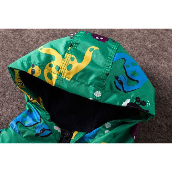 Crianças Autumn Winter Outerwear Clothing Boys Dinosaur Capuz Cenos de chuva Rains Rain Kids Sporting Sporting Casacos