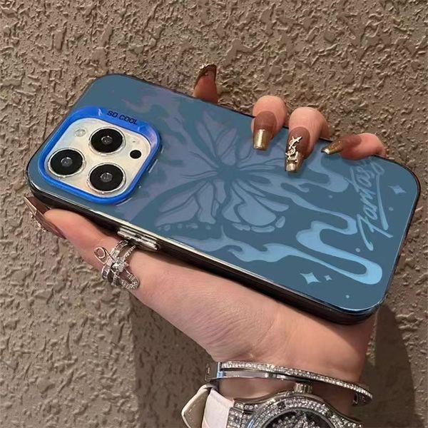 Designer Apple Phone Case Designer für iPhone 15 Pro Max Hüllen plus niedlich 11 12 13 14 Luxus Mode Cover Shell Rind Butterfly Electroplate Scrawl Shell kostenlos Versand