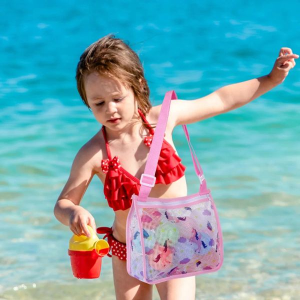 Bolsa de malha de praia ao ar livre Childen Sand fora Protável Protável Baby Bey Toys Rous