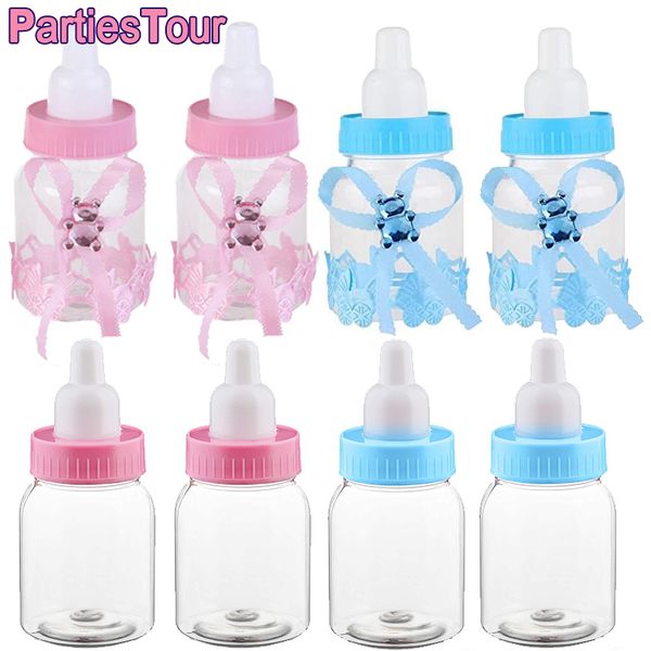 12pcs Feeder Style Candy Bottle for Baby Shower Favors Filtable Mini Bottle Candy Gift for Boy Girl recém -nascido Baptismo Birthday Birthday