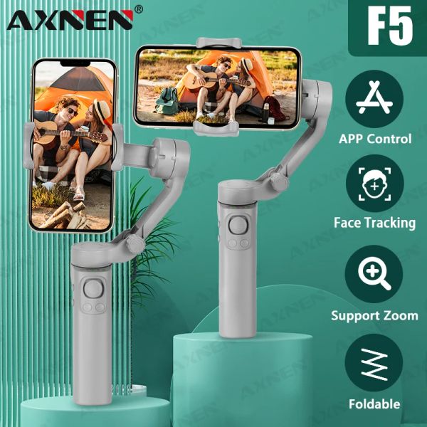 Gimbals Yeni Axnen F5 3axis El tipi Gimbal Stabilizer Tripod Akıllı Takip Akıllı Telefon için Yüz İz Selfie Stick iPhone Xiaomi