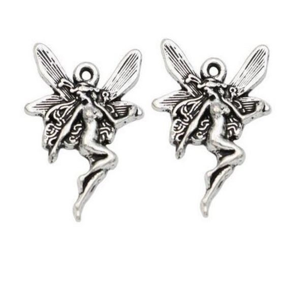 200pcs Alloy Angel Fairy Charms Antique Silver Charms Anhänger für Halskettenschmuck Erstellen 21x15mm294k