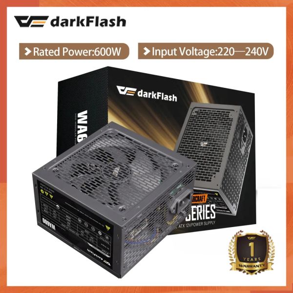 Lieferungen Dunkelflash WA600 Max 600W PC PSU NETZLEITUNGEN 24 PIN 12V Eingangsspannung 220240V 12 mm ruhiger Lüfter Strom für Desktop -Computer