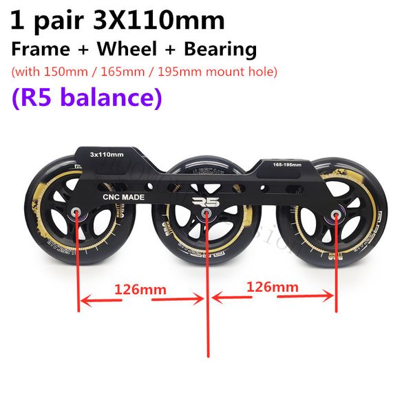 Скалы + колесо R5 3x110 мм 3x125 мм встроенные скоростные коньки с вещением F1 F1 Speed Skating Tire 110 мм 125 мм 125 110