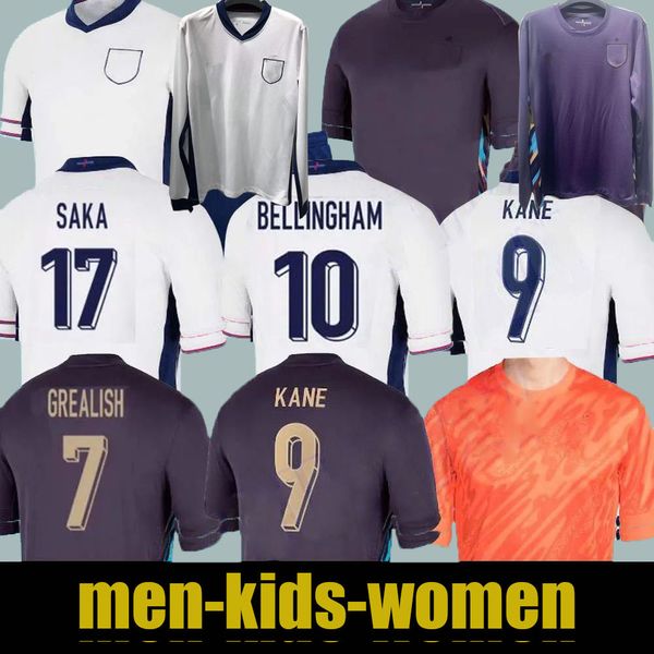 2024 Bellingham Football Shirt alias Foden Bellingham Rashford Kane Sterling Grealish Soccer Trikots für Langarm und Frauen Fußball -Kits