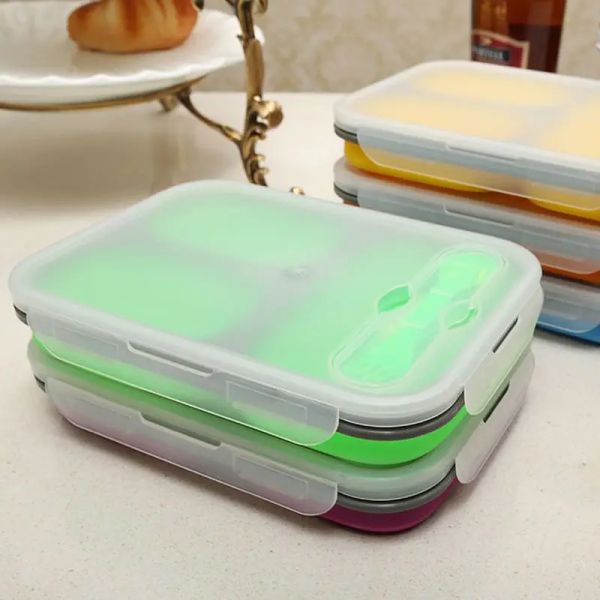 Lunch box portatile pieghevole in silicone da 1100 ml di benna per pranzo bento box pieghevole pranzo ecologica ecologica ecologica