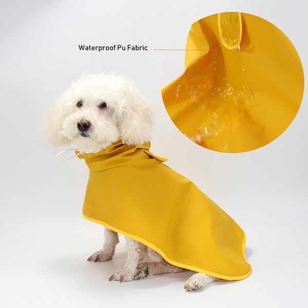 Петухой плащ с капюшоном Желтая водонепроницаемая куртка мягкая открытая одежда для больших средних маленьких собак