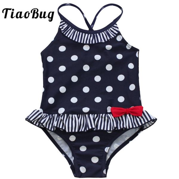 Tiaobug Summer Kids Girls Black ONECE POLKA POLKA PUFFLES SWIMSUIT BASSICO BAMBINI SWIMING BEOTARD BEACHED ADDADITO BAMBINO