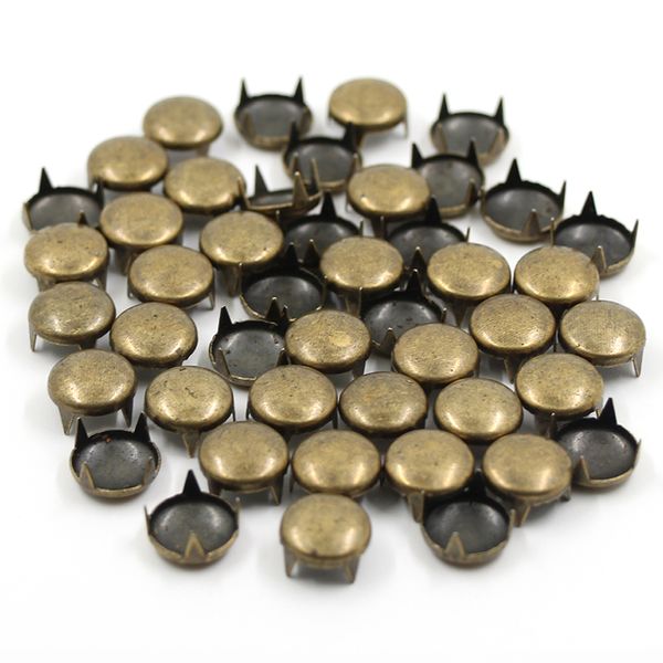 100pcs rebites redondos de ouro/prata/preto/bronze picos de 6-12mm de quatro rebites de couro de garra para acessórios de diy jeans para roupas