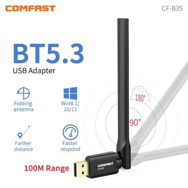 Adaptörler/Donlar Comfast 100m USB Bluetooth 5.3 Dongle Adaptörü Hoparlör Kablosuz Fare Müzik Ses Alıcı Verici Bluetooth 5.1 5.3