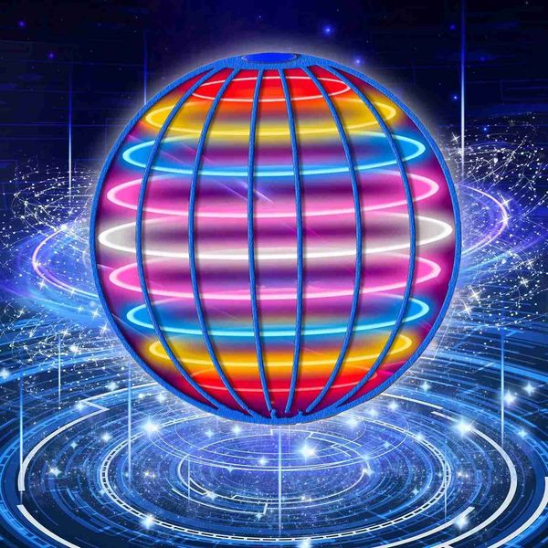 Led Rave Toy Cartoon Bola voando Bola Flutuante Bola Luzes LEDs 360 graus Rotação automática Crianças adultos Brinquedos internos e externos Presente 240410