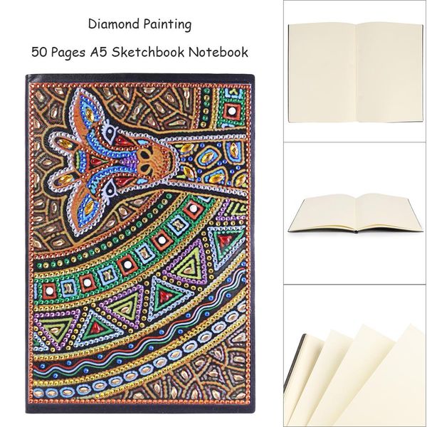 50 páginas Pintura de diamante Notebook Diy Mandala Especial em forma de diamante Bordado Cruzada Cruzada A5 Diário do Notebook Livro