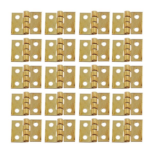 50pcs minúsculo mini dobradiça de metal de ouro para 1/12 casas pré -fabricação de mobiliário em miniatura pré -fabricante para armários hardware doméstico