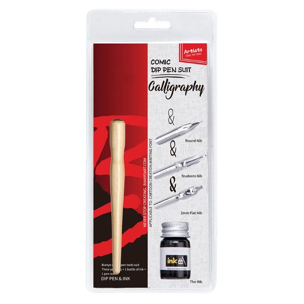 Manga Dip Pen Set Comic Pro Zeichenkit 3 Nibs Halter Tinte Kalligraphie Tools für Freunde Geschenkschule Vorräte