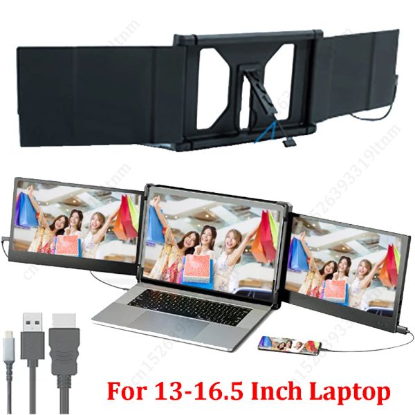 Мониторы 10.5 '' 11.6 '' Portable Monitor Extender Dsipaly FHD 1080p Складный двойной экран IPS с HDMICAMATIBLE USBC CABLE