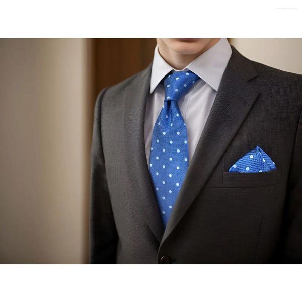 Бабочка галстуки A84 Dots Blue для мужчин шелковые свадебные галстуки.