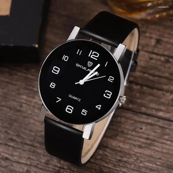 Armbanduhr Reloj Frauen Schwarz Leder Band Edelstahl analog Quarz Armband Watch Lady Frau Casual Uhren Mujer Orologio Uomo