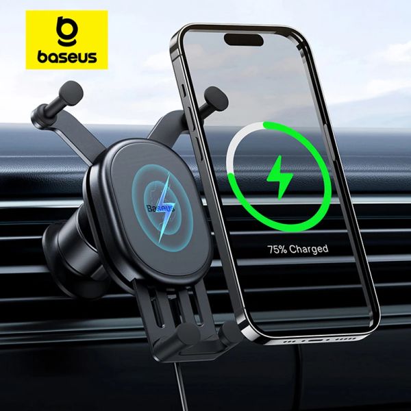 Chargers Basis Baseus Auto Telefonhalter drahtloses Ladegerätauto -Ladegerät für Air Vent Mount Fast Lading für iPhone 13 14 15 Support Xiaomi Huawei