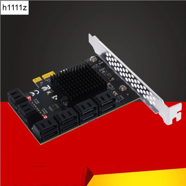 Cards PCIe para SATA Adaptador de placa de expansão PCI E PCI Express 3.0 1x 12 Porta SATA3 Controlador multiplicador SATA 3 HDD SSD Riser para mineração