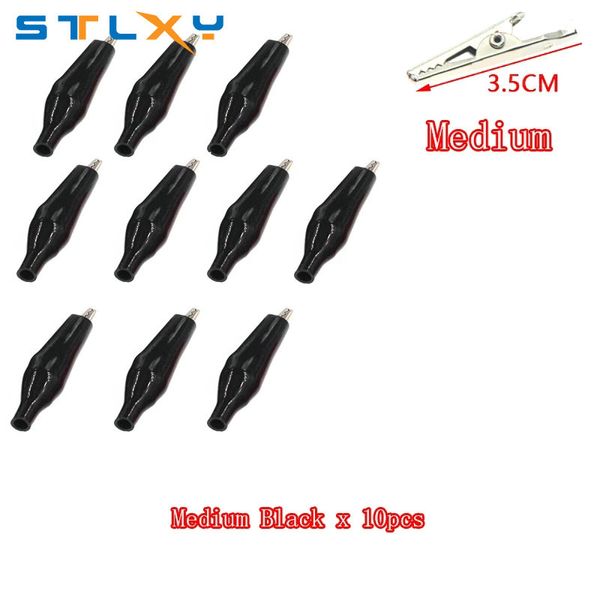 10pcs Metall Alligator Clip Crocodile Elektrische Klemmstests -Sondenmesser schwarz rot mit Kunststoffstiefelautos Auto Akku