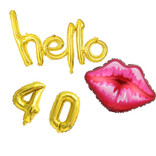 1set Hello 30 Balões 16 polegadas Número de tamanho grande Balões de papel alumínio rosa Gold de 30º aniversário do tema do tema Decorações de cenário