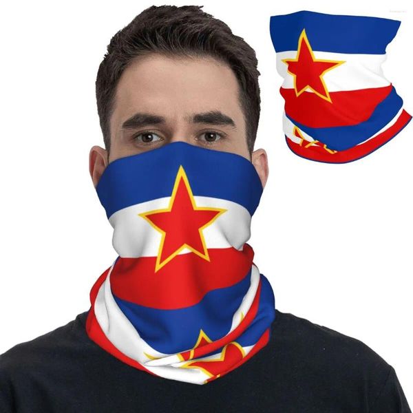 Schals Yugoslawien Flaggen Bandana Hals Giterin gedruckte Maske Schal Multifunktionales Gesicht Wanderung Unisex Erwachsener Die ganze Saison