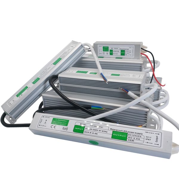 Driver LED di alimentazione di commutazione DC 12V 24V 24 V 12 24 V Volt IP67 Alimentatore impermeabile esterno AC-DC da 220 V a 12V SMPS 10W-200W