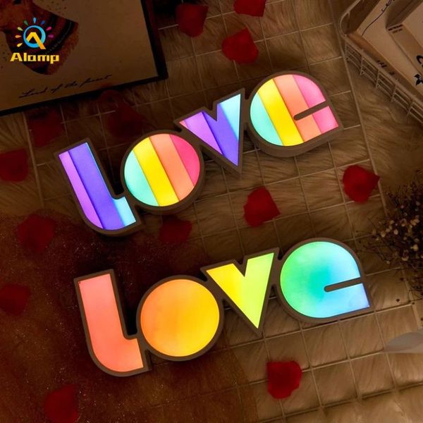 Love Shape LED Neon Sign USB Batteria a batteria Luci da tavolo Fairy Night Light per l'illuminazione per le vacanze DAPEGGIO CAMERA DELLA CASA DELL'AMPEGLIE DELLA FAZI