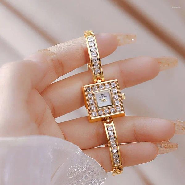 Armbanduhr Vintage Crystal Square Diamond Watch Ziffer Zeiger Stil Quarz Frauen wasserdichte kleine Armbanduhr Geschenk Montre Femme