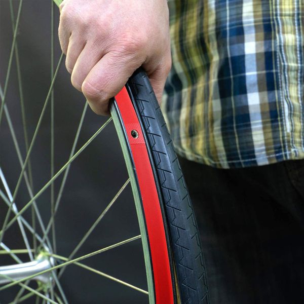 Linesco per pneumatici per biciclette in bicicletta per biciclette rosse in pvc nastro per bordo per bordo per 27 pollici 27 pollici da equitazione 700c Ruote a tubo interno Tenne di pneumatico per pneumatici