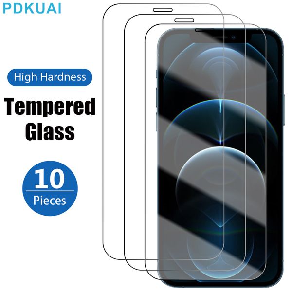 10/5/3pcs vidro temperado para iPhone 14 13 12 11 Pro Max Mini Plus 7 8 X XR Protetor de tela Ultra Thin 9H Filme de proteção contra cobertura