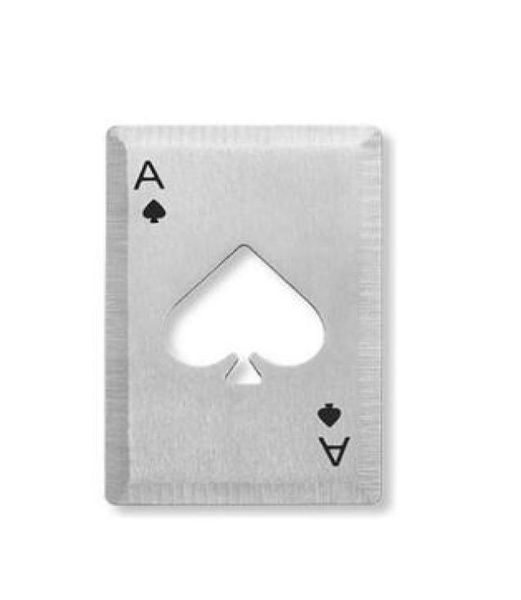 Spade in acciaio inossidabile portatile Un apri bottiglia Pokershaped Playing Cards per il lancio di bottiglie di birra e taglio3430561