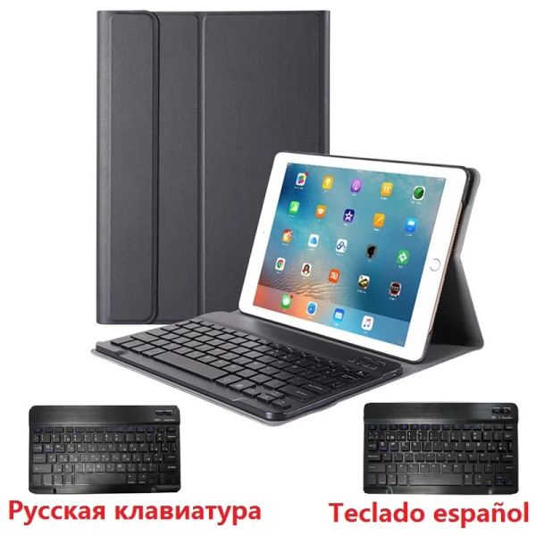 Fall Slim Coque für iPad 2018 Fall mit Tastatur A1822 A1893 Abnehmbar für iPad 9.7 2017 2018 5. 6. Russische spanische Tastatur Fall