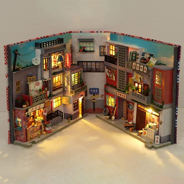 Деревянная хижина игрушка DIY Doll House Модель миниатюрные фигурки DIY Книжная полка Миниатюрная хижина модель кукла Модель игрушка Casa de Bonec