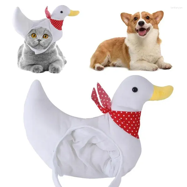 Abbigliamento per cani Funny Head Abbattina Cappello da pet copricapo White Duck Shape Cat per il compleanno in maschera Halloween Partito a tema