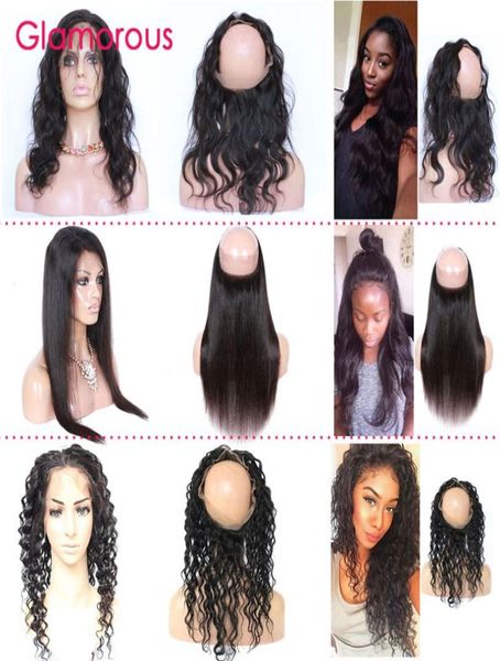 Glamous insan saç 360 Frontals Vücut Dalga Düz Dalga Kıvrımlı Brezilya Saç 360 Dantel Frontal Kapanışlar 225x4x3 Yuvarlak Dantel 9393648