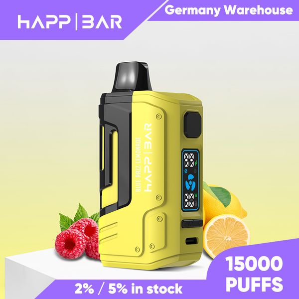 Puff 15K Razzgeschmack Original Happ Bar Vapes Einweg 15000 Puffs Smart Mode 30W Big Vapor E Zigarette 24 Stunden Versand von EU Warehouse