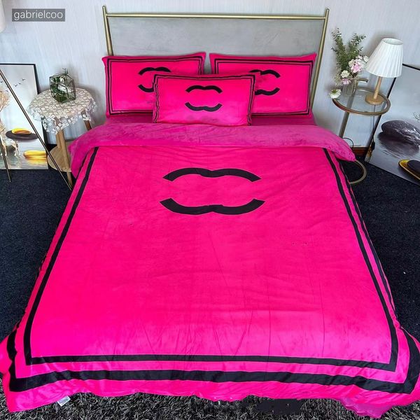 Designer de luxo Crystal Fleece Bedding Conjunto de leitos clássicos de lã de lã de lã de lã de lã de lã de lã de lã de lã de lã de lã de lã de lenço de lençol de lenço de lençol 4pcs, adequado para 1,5m1,8m de cama