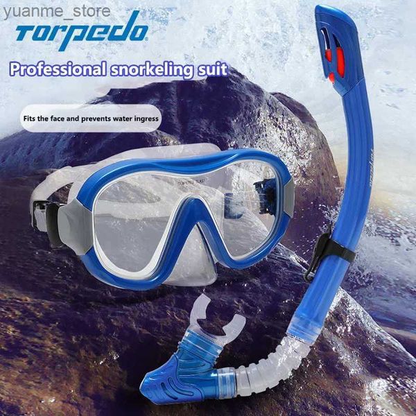 Maschere immersioni maschera da immersione maschera graduabile professionale a due pezzi tubo di respirazione a secco pieno telaio ampio occhiali da immersione per le attrezzatura per nuoto per adulti y240410