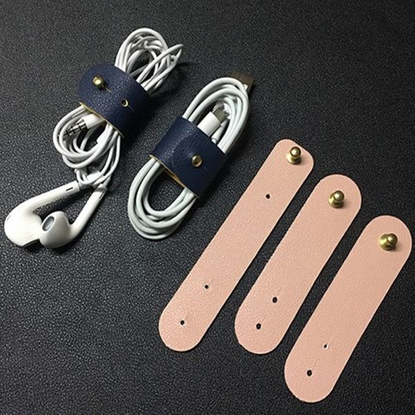 3PCS PU Leder -Kabel -Organisator USB -Kabelhalter, Drahtmanagement, Kabelgurte, Kabelwickler, Telefonstreifenkabel Kabelbindungen