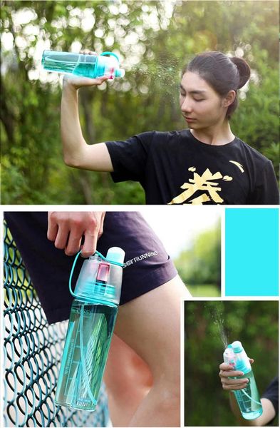 Bottiglie d'acqua Sport Cycling Mist Spray Gym Beach Bottle Bere a prova di perdite tazza portatile Botella de Agua