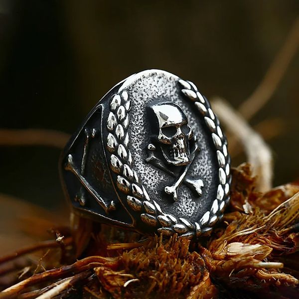 Vintage 14k Gold Vampire Skull Bone Ring for Men Punk Gothic Heavy Skull Rings Fashion Amulet Jóias