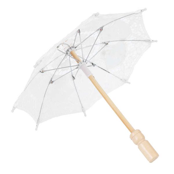 Mini -Spitze Regenschirm Brautschirm Weißer Beige Spitze Parasol Regenschirm Dekorative Regenschirm für Hochzeitsfoto Kostümparty