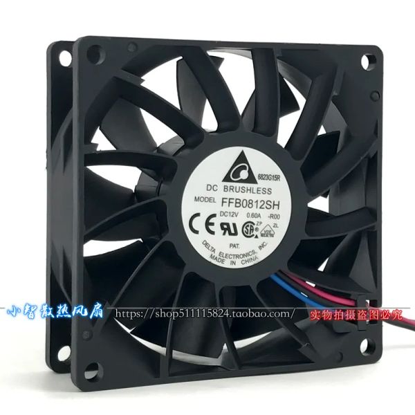 Resfriamento original FFB0812SH 12V 0,60A 8cm 8025 Rolução dupla de bola de alta velocidade Violent Booster Server Fan