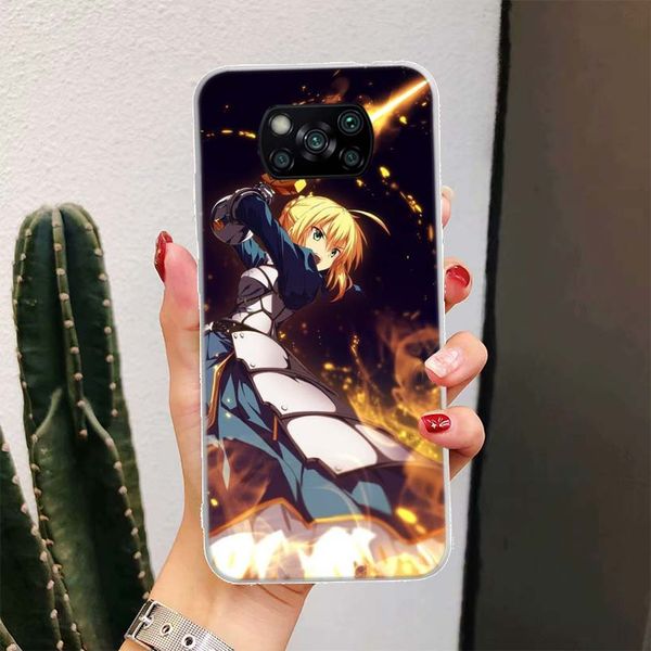 Fate zero Stay Night Saber para Xiaomi POCO X3 NFC X5 X4 M2 M3 M4 PRO F3 F2 F1 CASE MI NOTA 10 LITE A3 A2 A1 CC9E GT Fundas